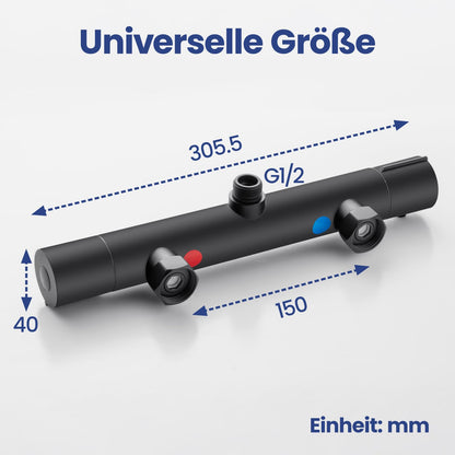 Auralum Duscharmatur mit Thermostat, 38°C Sicherheitssperre, Schwarz