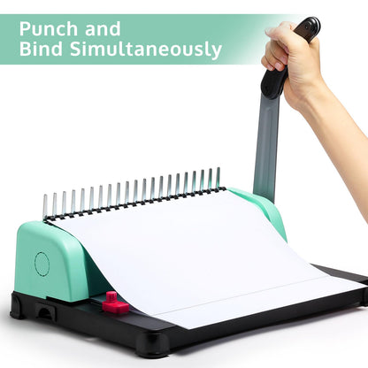 OFFNOVA Bindemaschine 21-Loch Spiralbindung 450 Blatt - Starter Kit