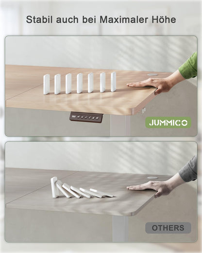 JUMMICO Höhenverstellbarer Schreibtisch Elektrisch – 160x70cm, USB, Beige