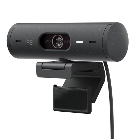 Logitech Brio 500 Full-HD Webcam mit Auto-Lichtkorrektur – Graphit. Graphitfarbene Full-HD Webcam für Videocalls und Streaming.