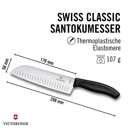 Victorinox Swiss Classic Santokumesser Kullenschliff 17 cm schwarz