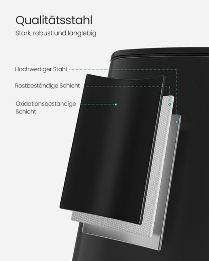 SONGMICS Tretmülleimer 30 l aus Stahl mit Softclose, tintenschwarz