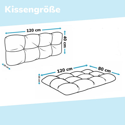 POKAR Palettenkissen Set 2-teilig Sitzkissen + Rückenkissen Anthrazit