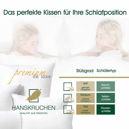 HANSKRUCHEN Premium de Luxe Daunenkissen – 40x80 cm Allergiker