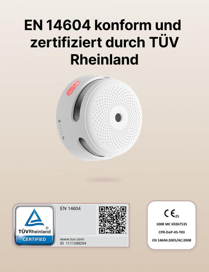 X-Sense Mini Rauchmelder XS01 mit 10-Jahres-Batterie, 6 Stück