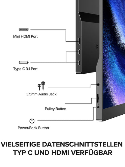 UPERFECT Tragbarer Touchscreen Monitor 15.6 Zoll Full HD
