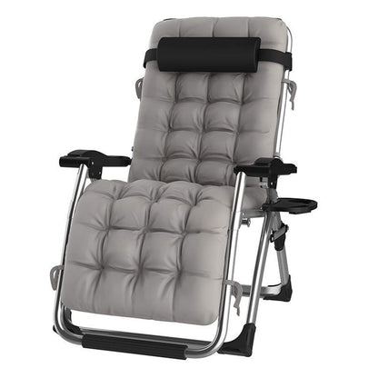 DQCHAIR Schwerelosigkeitsstuhl, klappbarer Garten-Liegestuhl, Silber mit Getränkehalter und Kissen