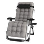 DQCHAIR Schwerelosigkeitsstuhl, klappbarer Garten-Liegestuhl, Silber mit Getränkehalter und Kissen