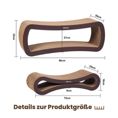 PetRhein XXL Kratzbrett & Liege für Katzen 86x32cm - Braun