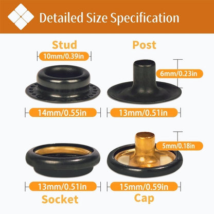SUNAROC Druckknöpfe Metall 15 mm, 100 Sets mit Werkzeug