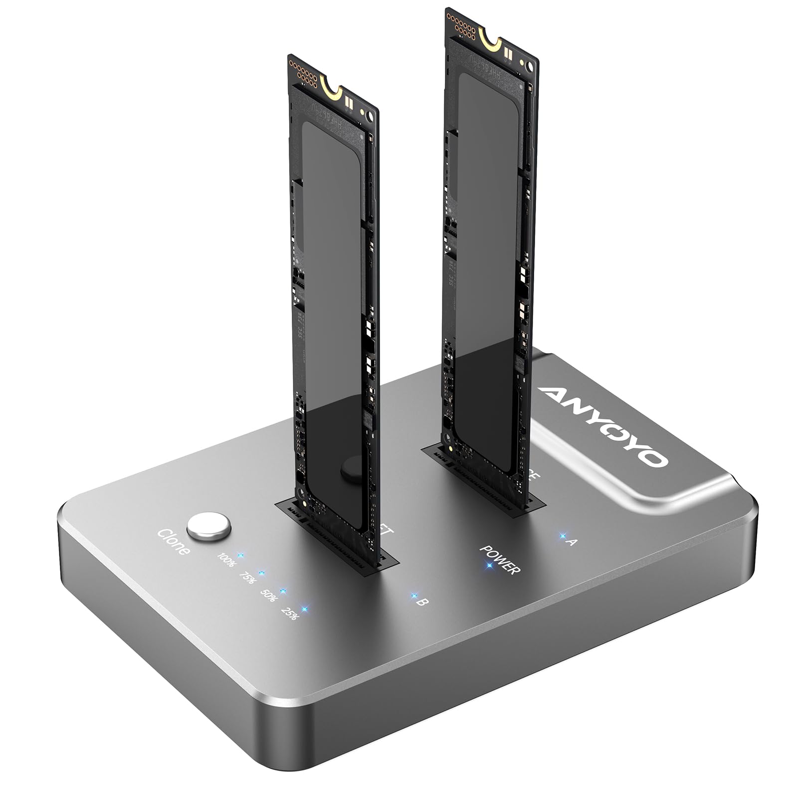 Premium M.2 NVMe SSD Docking Station – Dual Bay Offline Clone 10Gbps: Station zum Klonen & Lesen von M.2 NVMe SSDs.