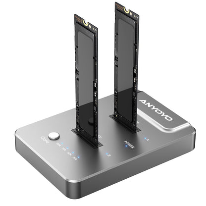 Premium M.2 NVMe SSD Docking Station – Dual Bay Offline Clone 10Gbps: Station zum Klonen & Lesen von M.2 NVMe SSDs.