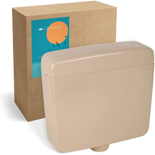 Calmwaters Aufputz-Spülkasten Beige, 6-9 Liter, Start-Stopp-Taste aus stabilem Kunststoff
