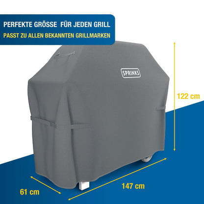 SPRINKS Grillabdeckung wetterfest, Oxford 600D, 147x61x122 cm, Grau
