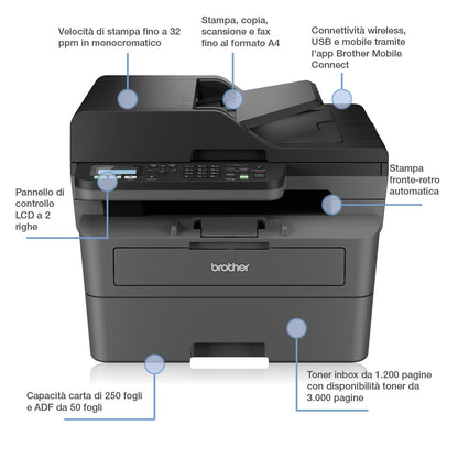 Brother MFC-L2835DW 4-in-1 Laserdrucker Monochrom - WLAN