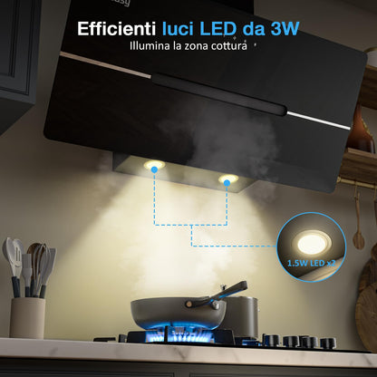 IsEasy Kopffrei-Dunstabzugshaube 90cm 524m³/h – Schwarz