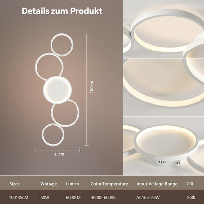 BAYHT LED Deckenleuchte Matter Fernbedienung - 100cm Weiss