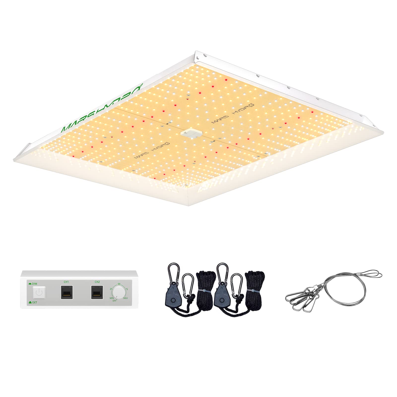 MARS HYDRO TSW2000 LED Grow Lampe – Sunlike Dimmbar Vollspektrum: Rechteckige, silberne LED-Platine mit Dioden für Pflanzenzucht.