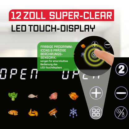 GOURMETmaxx FryUp XL Doppelkammer Heissluftfritteuse 12L Sichtfenster