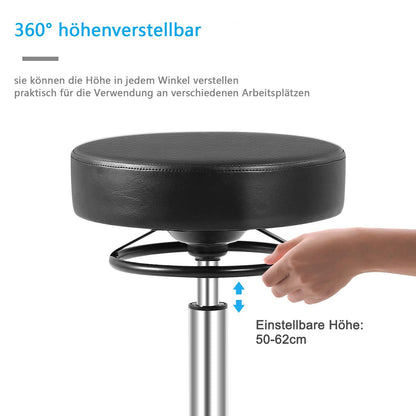 OUTMASTER Rollhocker höhenverstellbar mit Rollen - Schwarz, 50-62cm