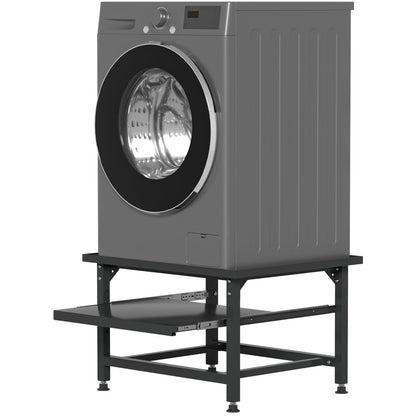 Fiqops Untergestell für Waschmaschine höhenverstellbar 41cm - Schwarz. Rechteckige schwarze Plattform erhöht Waschmaschinen.
