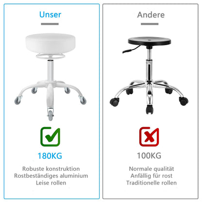OUTMASTER Rollhocker höhenverstellbar mit Rollen - Schwarz, 50-62cm