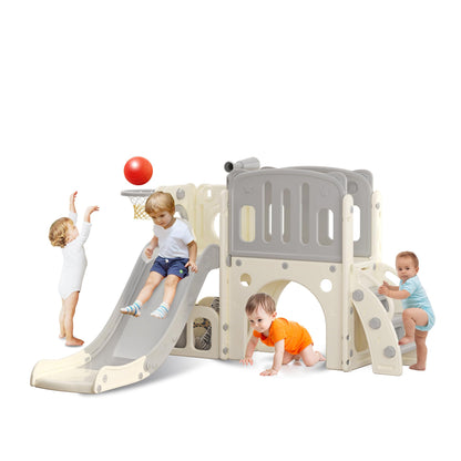 hoopyosms Kinder Rutsche Klettergerüst Spielturm Set - Grau