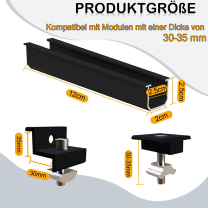 Sorlpv PV Halterung Montageset für 4 Solarmodule, 30–35 mm, schwarz
