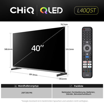 CHIQ L40QST QLED Pro Google TV Smart Fernseher 40 Zoll FHD