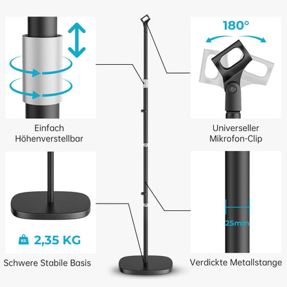 POLESTO Mikrofonständer YS-M1, höhenverstellbar mit 2,35 kg Standfuss