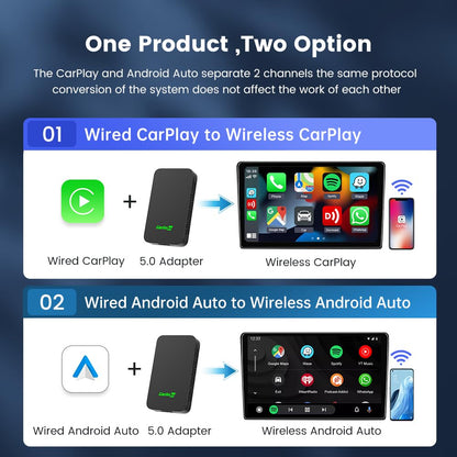Carlinkit 2025 5.0 2air CarPlay Android Auto Wireless Adapter 2-in-1