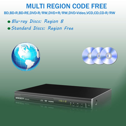 WISCENT Blu-Ray & DVD Player Full HD – Region B/2