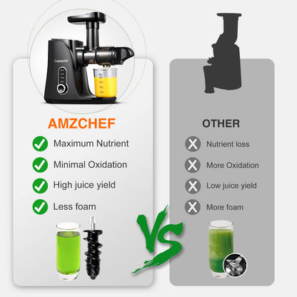 AMZCHEF Slow Juicer Entsafter Gemüse Obst – Schwarz