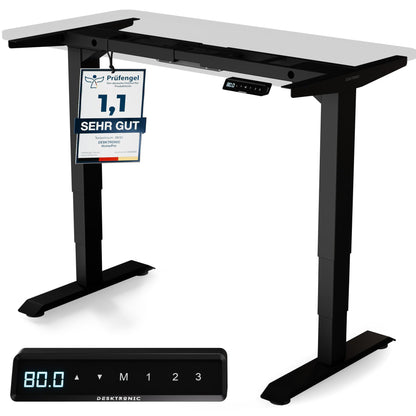 Desktronic Höhenverstellbares Schreibtisch Gestell – Elektrisch Dual-Motor. Schwarzes Metallgestell. Ermöglicht ergonomisches Arbeiten im Sitzen und Stehen.