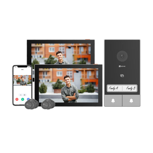 EZVIZ HP7 Video Türklingel Kit - 2K 2-Familien-Set mit Dual 7" Touch