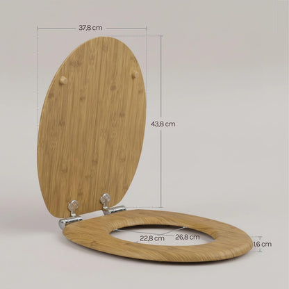 WOLTU WC-Sitz mit Absenkautomatik, MDF, Oval, Bamboo-Dekor