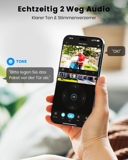 aosu Überwachungskamera Aussen Solar 2K mit 360° PTZ und Akku