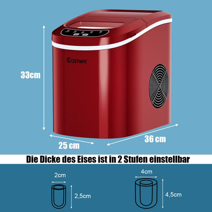 COSTWAY Eiswürfelmaschine | Eiswürfelbereiter – rot
