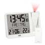ADE Projektionswecker CK2406-2 Funkwecker mit Aussensensor, weiss, mit LCD-Display und schwenkbarem Projektionsarm