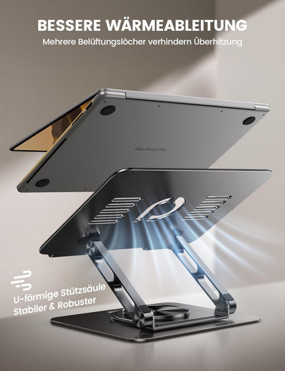 Lamicall Laptopständer 360° drehbar, faltbar, Aluminium, 10-17,3 Zoll