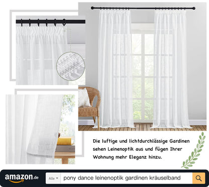 PONY DANCE Thermovorhang Kräuselband 2er Set Beige 245 x 140 cm