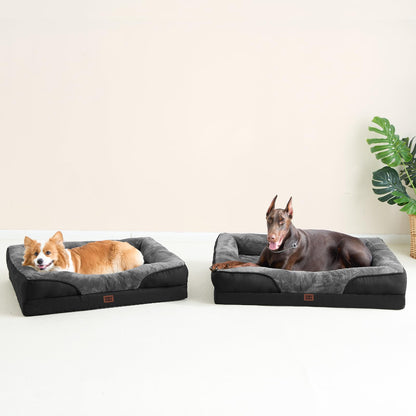 EHEYCIGA Orthopädisches Hundebett Gross, 106.5x76x18.5cm – Grau/Schwarz