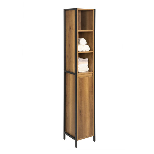 SoBuy BZR62-PF Badezimmer-Hochschrank Vintage – 3 Fächer, 1 Tür