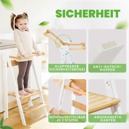 Practical Living Lernturm aus Bambus, klappbar und höhenverstellbar