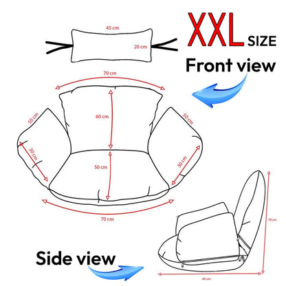 Ferocity Hängesessel Kissen XXL, Auflage mit Nackenkissen, Graphit