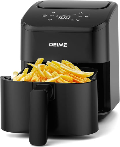 DEIME Heissluftfritteuse RA312D 2,5 l digitaler Airfryer schwarz, kompakte quadratische Form mit Touchscreen