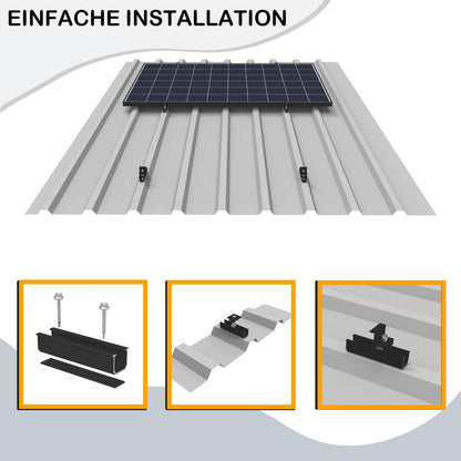 Sorlpv PV Halterung Montageset für 4 Solarmodule, 30–35 mm, schwarz