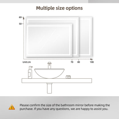 Dripex LED Badspiegel Beschlagfrei Touch Kaltweiss - 50x70 cm