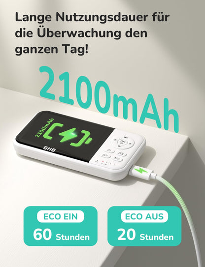 GHB Babyphone mit Kamera MC632B, 3,2 Zoll LCD, Nachtsicht, Weiss