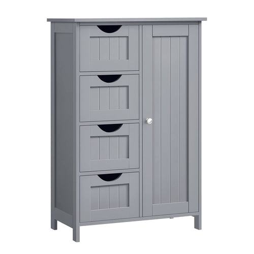 VASAGLE Badezimmerschrank LHC041P36 mit 4 Schubladen, taubengrau, schmale MDF-Kommode mit Schranktür